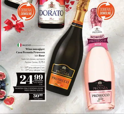 Wino musujące Casa Pecunia Prosecco Rose różowe Partner Center 0,75l promocja w POLOmarket