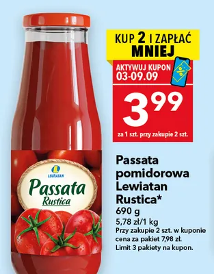 Passata pomidorowa Lewiatan Rustica promocja w LEWIATAN