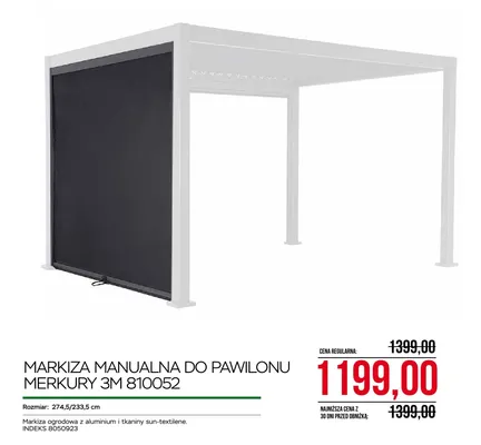Markiza manualna do pawilonu Merkury 3m 810052 274,5/233,5cm promocja w Abra Meble
