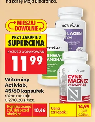 Witaminy różne rodzaje 45/60 kapsułek promocja w Biedronka