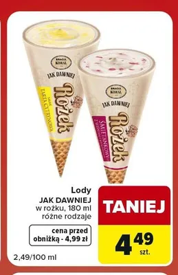 Lody w rożku Jak Dawniej tarta cytrynowa promocja w Carrefour Market