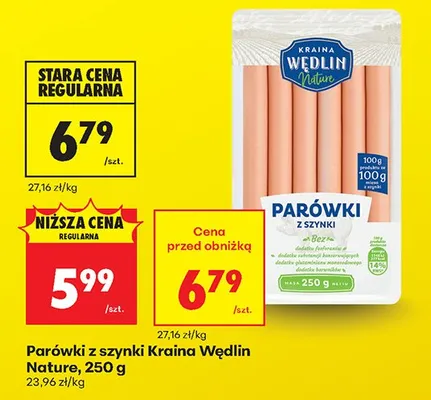 Parówki z szynki Kraina Wędlin Nature promocja w Biedronka