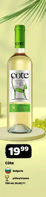 Wino białe półwytrawne Côte promocja w Netto