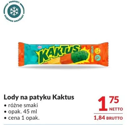 Lody na patyku Kaktus promocja w Makro