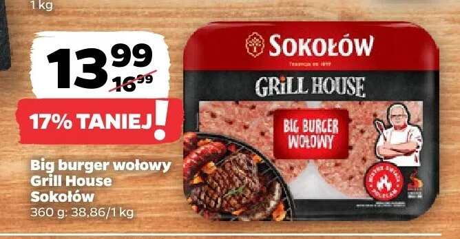 Big burger wołowy Grill House promocja w Netto