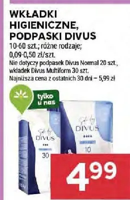 Wkładki higieniczne, podpaski Divus promocja w Stokrotka