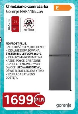 Chłodziarko-zamrażarka Gorenje NRK418ECS4 promocja w kakto.pl