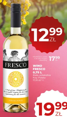 Wino Fresco białe półsłodkie polskie promocja w Duży Ben