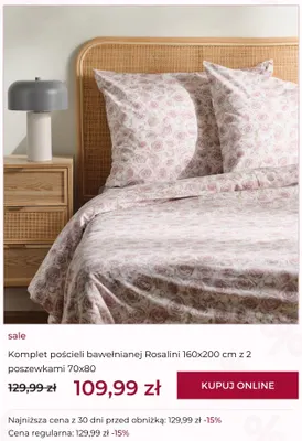 Komplet pościeli bawełnianej Rosalini 160x200 cm z 2 poszewkami 70x80 Home & you promocja w home&you