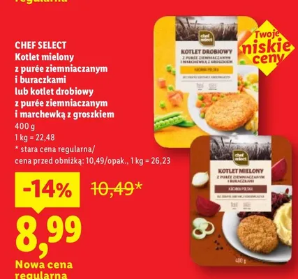 Kotlet drobiowy z purée ziemniaczanym i marchewką z groszkiem Chef Select promocja w Lidl