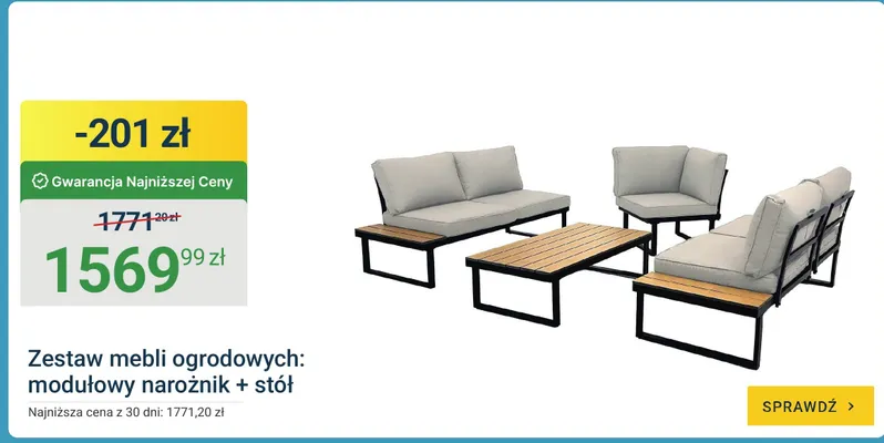 Zestaw mebli ogrodowych modułowy narożnik + stół promocja w ERLI