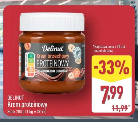 Krem orzechowy proteinowy Delinut promocja w Aldi