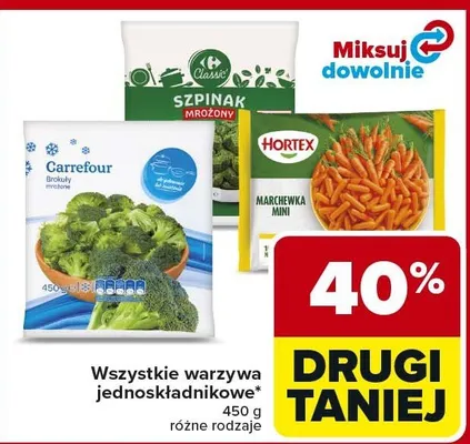 Wszystkie warzywa jednoskładnikowe różne rodzaje promocja w Carrefour