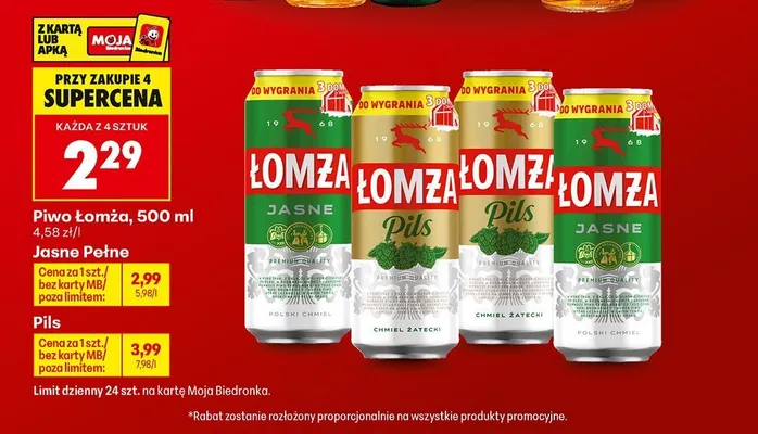 Piwo Łomża Pils promocja w Biedronka