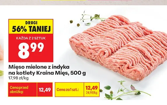Mięso mielone z indyka na kotlety Kraina Mięs promocja w Biedronka