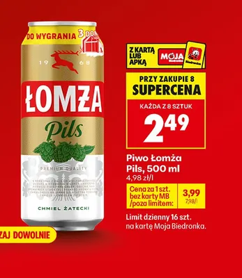 Piwo Łomża Pils promocja w Biedronka