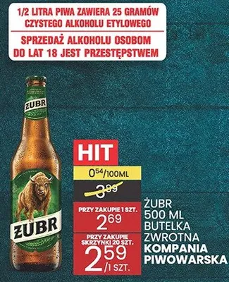 Piwo Żubr butelka zwrotna Kompania Piwowarska promocja w Wafelek