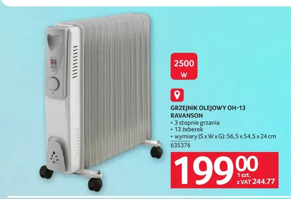Grzejnik olejowy OH-13 Ravanson promocja w Selgros