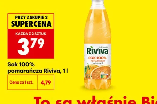 Sok 100% pomarańcza Riviva promocja w Biedronka