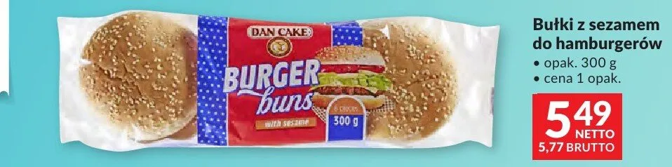 Bułki z sezamem do hamburgerów Dan Cake promocja w Makro