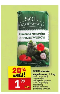 Sól kamienna naturalna niejodowana do przetworów Sól Kłodawska promocja w Twój Market