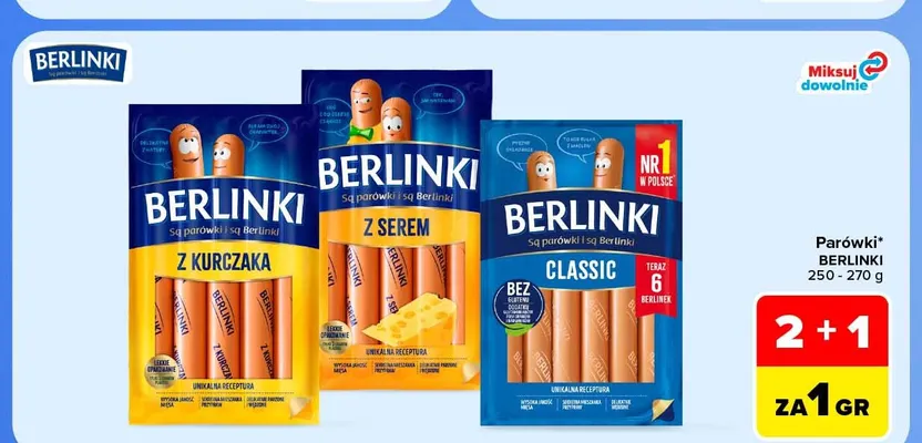 Parówki z kurczaka Berlinki promocja w Carrefour