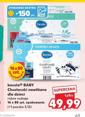 Chusteczki nawilżane dla dzieci bevola Baby 16-pak promocja w Kaufland