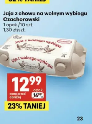 Jaja z chowu na wolnym wybiegu Czachorowski promocja w Delikatesy Centrum