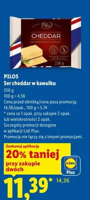 Ser cheddar w kawałku Pilos promocja w Lidl