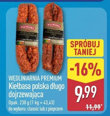 Kiełbasa polska długo dojrzewająca promocja w Aldi