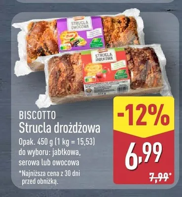 Strucla drożdżowa owocowa Biscotto promocja w Aldi