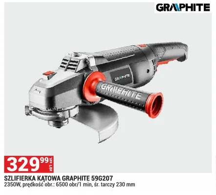 Szlifierka kątowa GRAPHITE 59G207 2350W, prędkość obr.: 6500 obr/1 min, śr. tarczy 230mm promocja w Merkury Market