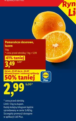Pomarańcze deserowe luzem promocja w Lidl