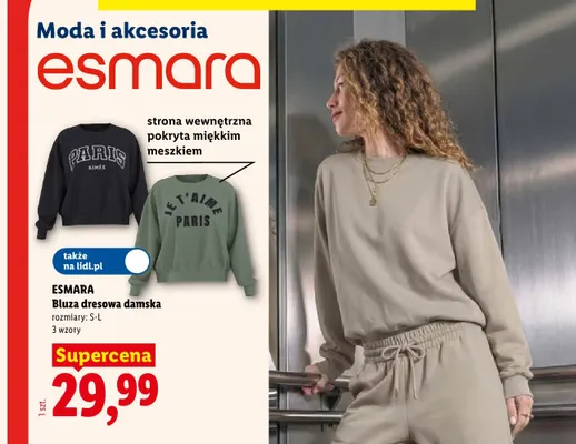 Bluza dresowa damska Esmara promocja w Lidl