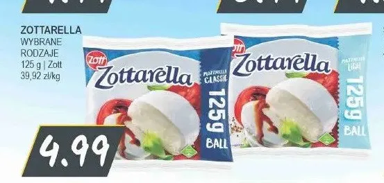 Mozzarella Zottarella Classic Zott promocja w Słoneczko