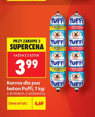 Karma dla psa baton Puffi z wołowiną promocja w Biedronka