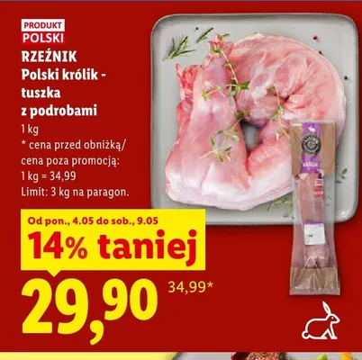 Polski królik - tuszka z podrobami promocja w Lidl