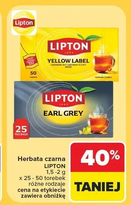 Herbata czarna Lipton Earl Grey promocja w Carrefour