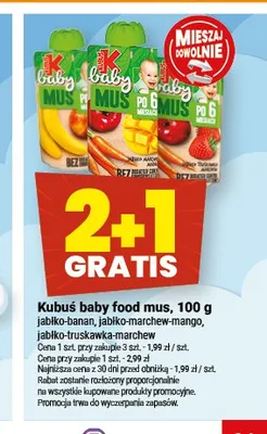 Mus owocowy Kubuś Baby jabłko-marchew-mango promocja w Twój Market