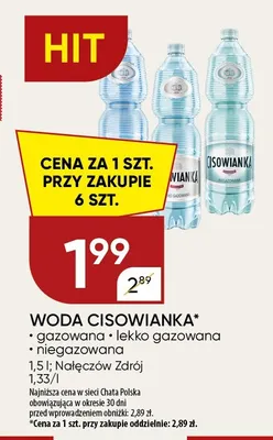 Woda niegazowana Cisowianka promocja w Chata Polska