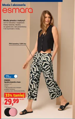 Spodnie damskie z lnem Esmara promocja w Lidl