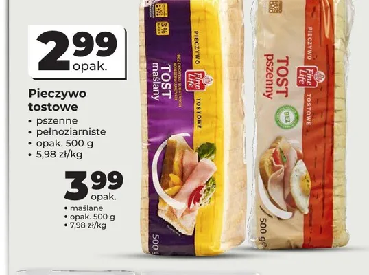Chleb tostowy pełnoziarnisty Fine Life promocja w Odido