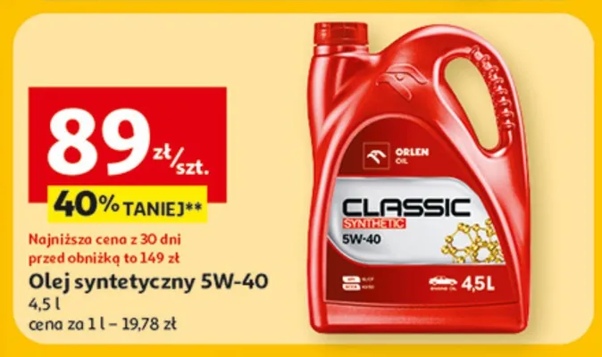 Olej syntetyczny 5W-40 promocja w Auchan