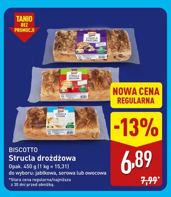 Strucla drożdżowa serowa Biscotto promocja w Aldi