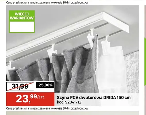 Szyna PCV dwutorowa Drida 150 cm promocja w Leroy Merlin