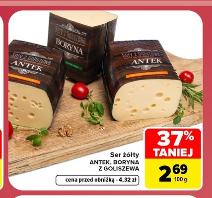 Ser żółty Boryna Sery z Goliszewa promocja w Carrefour