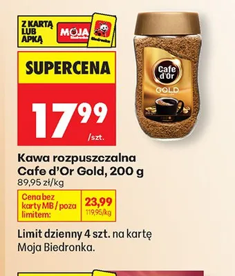 Kawa rozpuszczalna Cafe d'Or Gold promocja w Biedronka