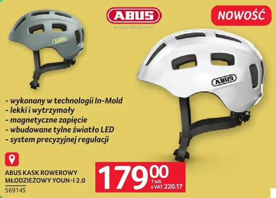 Kask rowerowy młodzieżowy ABUS YOUN-I 2.0 promocja w Selgros
