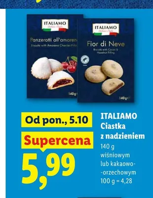 Ciastka z nadzieniem kakaowo-orzechowym Italiamo promocja w Lidl