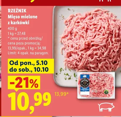 Mięso mielone z karkówki Rzeźnik promocja w Lidl